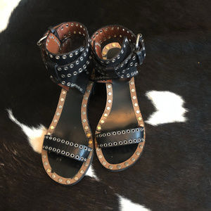 Isabel Marant Jaeryn Studded Ankle-Wrap Sandals 39